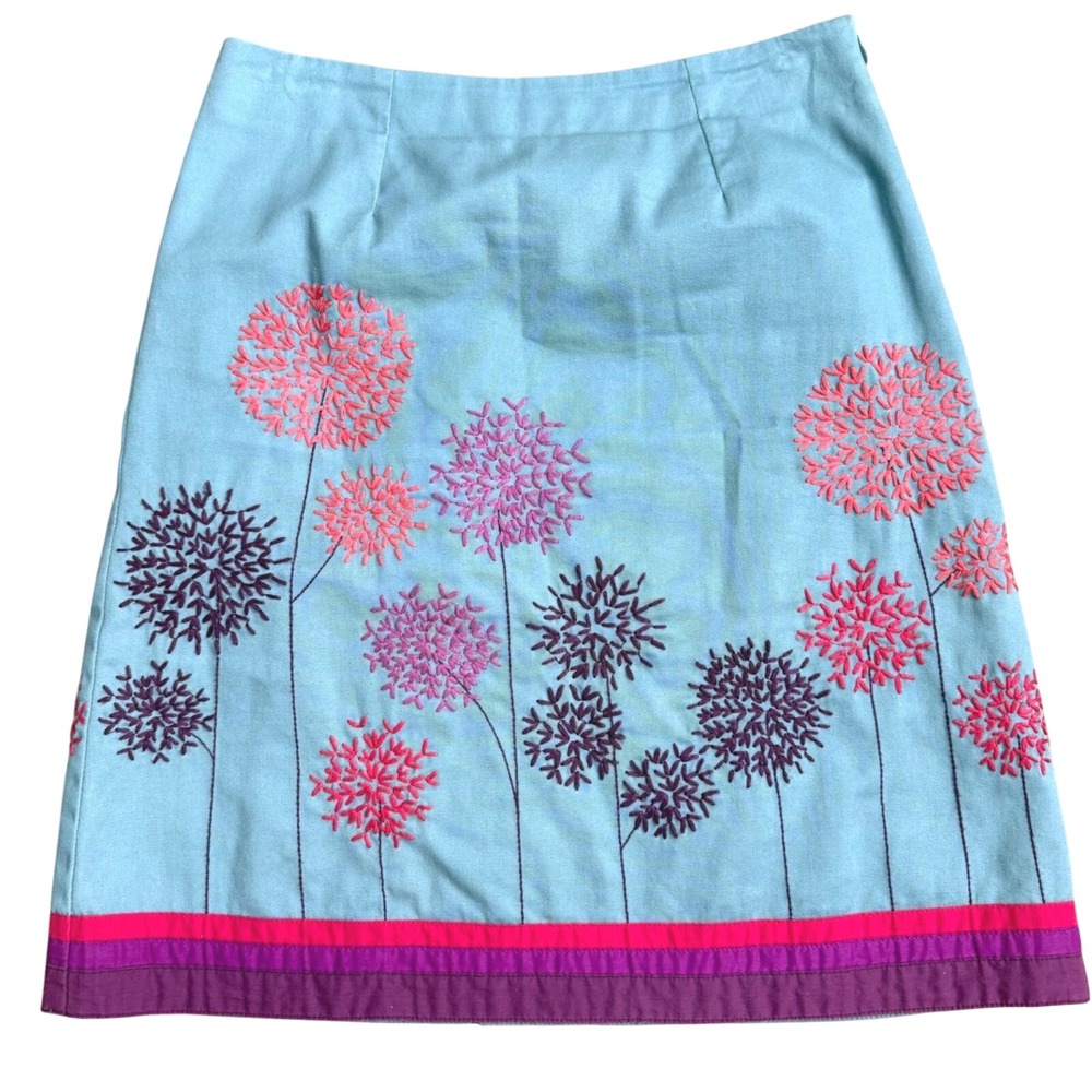 Boden‎ Floral Skirt Embroidered A-Line Lined Womens Size 2P Blue Casual
Office